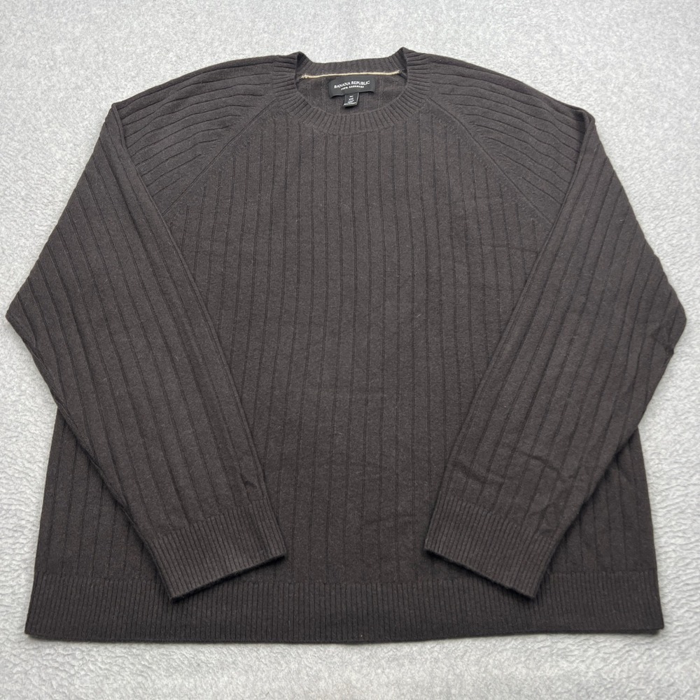 Banana Republic 100% Cashmere Sweater Mens XXL Tall Ribbed Knit Crew Pullover